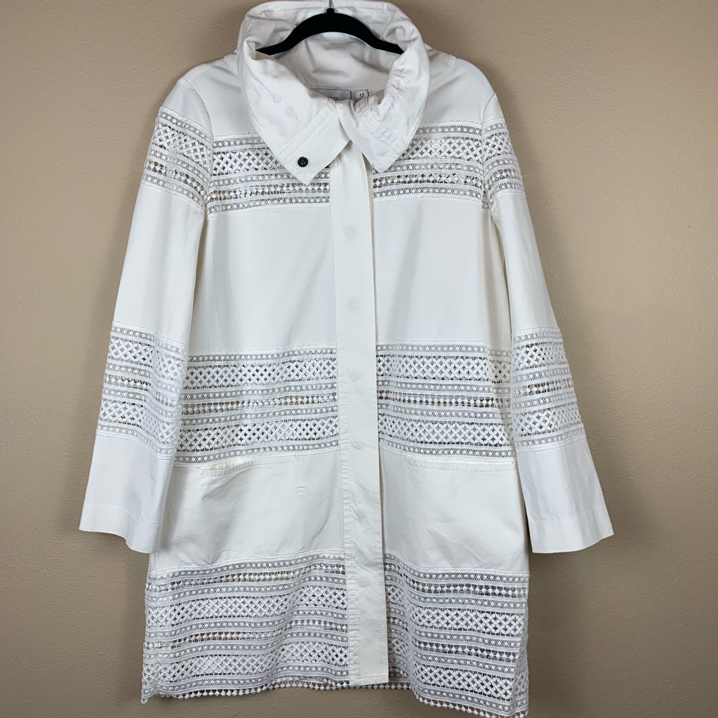 Per Se By Carlisle White Crochet Cutout Jacket